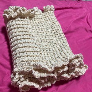 selling beige , ruffle scarf.